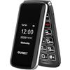 Guwet 2G Telefono Cellulare per Anziani con Tasti Grandi, Flip Phone, Funzione SOS, Batteria da 1600 mAh, 2.4+1.77 Doppio Display, Doppia SIM con doppio standby, Nero.