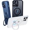 OLHAOMAO Custodia per iPhone 12 Pro Max 360° Supporto Regolabile Compatibile con Mag&, Bianco Opaca Traslucida Cover con Anello Magnetico Case Antiscivolo e Antiurto per 12 Pro Max