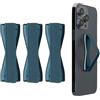kwmobile Supporto Dita Cellulare - Set 3x Fasce Elastiche Sostegno Antiscivolo Antiurto Telefonino Supporto Universale - Finger Holder Phone blu caraibi metalizzato