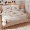 PETTI Artigiani Italiani - Set Copripiumino Matrimoniale 240x220 cm (2 Federe 50x80 cm Incluse), Parure Copripiumino Microfibra con Stampa Digitale Fiocco Beige - Made in Italy