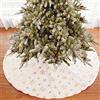 BAKAJI Tappeto Gonna Copertura per Base Albero di Natale Diametro 78cm in Morbido Tessuto Peluche Bianco Effetto Neve Innevato con Decorazione Fiocchi di Neve Addobbi Natalizi (Gold)