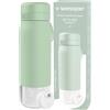 Wessper Borraccia con filtro dell'acqua in vetro da 700 ml, bottiglia con filtro Actitex Disc, riduce il cloro, contatore di cambio filtro, borraccia senza bpa - menta