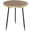 DRW Tavolino ausiliario in Legno con Bordo e Gambe in Metallo Naturale, Oro e Nero, 40 x 40 x 43,5 cm, Multicolore, Medidas: 40x40x43,5cm