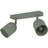 EGLO Lampada da soffitto a 2 luci Tilston, faretto da soffitto per soggiorno, faretto in acciaio verde scuro, attacco E14