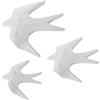DRW Set di 3 Rondini da Parete in Ceramica in Bianco Opaco 40 x 40 x 44 cm, Multicolore, Medidas: 40x40x44 cm