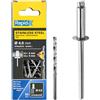 Rapid Scatola da 50 Rivetti in Acciaio Inossidabile da Ø4 x 12 mm, Adatti a Fissare Parafanghi, Coperture in Metallo e Plastica, Segnaletica e Lamiere, Include una Punta per il Trapano (5000394)