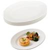 Velicber Set di 4 Piatto Ovale in Porcellana da 25.5 cm Bianco Piatti Ovale Ceramica Piatti da Portata per Carne, Pesce, Antipasti, Sushi, Dessert, Torte, Feste - Compatibile Microonde