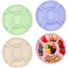 XZMCAT 4 Pezzi Piatti da Snack, Piatto a Scomparti con 5 Scomparti, Rotondi Vassoio Plastica, per Frutta, Dessert, Dolciumi, Frutta Secca, Feste