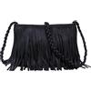 Anopo Borse a Tracolla con Frangia per Donne Hobo Pelle Borsa Messenger con Nappe Vintage Borse a Spalla Nero