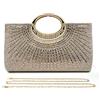 Pahajim Borsa Donna Cerimonia Elegante Pochette Tracolla con Strass Glitter Borsetta da Sera Brillantini Minaudiere per Balli, Feste, Matrimonio (Oro)