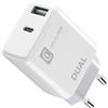 Cellularline | Caricabatterie da Rete | Caricabatterie da rete con 2 porte USB e USB-C per la carica simultanea di due dispositivi Apple
