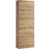 ZIK - Scarpiera Salvaspazio Slim in Legno (65x24x173) Doppia profondità Scarpiera da Ingresso Verticale 5 Ante, Moderna, Scaffale Scarpe di Design Adatti a Vari Stili di Arredamento (Rovere)