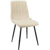 WAFTING Set di 1 sedie da pranzo imbottite con schienale alto, tavolo da pranzo con base in metallo, per sala da pranzo, soggiorno, cucina, camera da letto e sala ricevimenti, beige