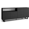 Skraut Home | Credenza, Mobile, Cucina | Madia, mobile ingresso | 200x87x35cm | 4 Porte | Design industriale | Stile moderno | Nero
