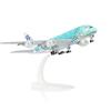 QIYUMOKE A380 Tartaruga verde 1:300 modellino aereo in metallo con supporto | metallo pressofuso, supporto espositivo; modello da collezione per esposizione, appassionati di aviazione e idea regalo.