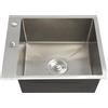 Ecoggeder Lavello da cucina con 1 vasca, colore argento, 50 x 45 cm, in acciaio inox 201, singolo, da incasso, con paraspruzzi, 2 tubi di scarico