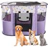 MeYuxg Recinto per Cani da Interno Pieghevole, Recinto per Cuccioli Viola 110 x 85 x 58 cm, Recinto per Gatti Traspirante, Portatile Box per Cani da Interno, Recinto per Animali pour Gatti, Cani, Conigli