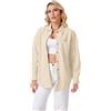 Friptspyg Camicia in velluto a coste da donna, a maniche lunghe, casual, oversize, in corda, con tasca, cachi, S
