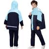 JinBei Tuta Pioggia Bambino Ragazzi Leggero Tuta Impermeabile con Cappuccio Pantaloni e Giacca Antipioggia con Strisce Riflettenti 2 pezzi Impermeabili Completo per Scuola Camping, 11-12 Anni