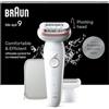 Braun Silk-épil 9 Depilatore Donna, Epilatore Elettrico con Testina Flessibile per Una Epilazione Semplice, Wet & Dry, Pelle Liscia a Lungo, 9-030, Bianco/Rosa
