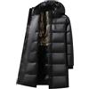 Fjnbbiot Piumino invernale da uomo, lucido, lungo, alla moda, antivento, caldo, con cappuccio, Nero lungo., L