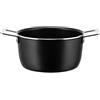 Alessi Pots&Pans Casseruola al, Alluminio con Rivestimento Antiaderente, Inossidabile 18/10, Fondo in Acciaio Magnetico Adatto Anche alla Cottura a Induzione, Nero, 20 cm