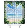 Generic Tenda Doccia Piante da Spiaggia Oceanica Impermeabile in Poliestere Tessuto Tende da Doccia Paesaggio Naturale All'aperto 3D Antimuffa Shower Curtain 240x200 Tenda Vasca da Bagno con 12 Ganci a.363