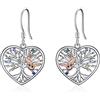 YAFEINI Orecchini Pendenti Albero Della Vita Orecchini Pendenti a Forma di Cuore con Gufo Orecchini in Argento Sterling 925 Orecchini con Zirconi Cubici Gioielli Regalo per Donne Mamma Madre Amica Fidanzata