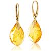 Amber by Mazukna - Orecchini in Ambra - Eleganti Gioielli in Ambra da Donna con Montatura Dorata, Orecchini Ambrati a Goccia, 43 x 15 mm