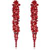 EVER FAITH Cristalli austriaci Art Deco Statement Orecchini, Banchetto Prom Long Chandelier Orecchini pendenti pendenti da donna Rosso Nero-fondo