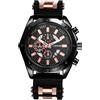 OIDEA Orologio da uomo, cinturino in silicone: orologio da uomo, in lega, analogico, al quarzo, quadrante grande poligonale, stile sportivo, regalo di compleanno, festa del papà, Nero e oro rosa