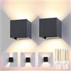 FUPE 2 Pezzi Applique da Parete Interno/Esterno G9 LED Antracite Cubo IP65 Impermeabile Lampada da Esterno Parete 3000K Bianco Caldo Quadrata Alluminio Angolo del Fascio Lampadine Sostituibile Applique