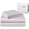 Pizuna Linens Pizuna Set lenzuola letto king size Cotone 160x200 cm lilla chiaro, 400 fili in 100% cotone a fiocco lungo Sateen Biancheria De Letto con 1 lenzuolo con angoli, 1 lenzuolo sopra, 2 federe