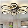 QINGYING Fiore Ventilatore Da Soffitto Con Luce E Telecomando, Lampadario Ventilatore Silenzioso LED Dimmerabile , Plafoniera Con Ventilatore 6 Velocità DC Funzione Di Memoria Per Camera Da Letto, Nero