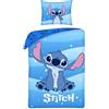 Halantex Disney STITCH - Set Letto Copripiumino singolo Reversibile 140x200cm e Federa 70x90cm - Blu - 100% Cotone OEKO-TEX