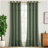 MRTREES Tenda Lino Verde Oliva per Interni Camera da Letto 2 Pezzi Tenda Semitrasparente Interno con Anelli Tende a vetro per Finestra Tende Cameretta Bambini Soggiorno, 140x245 CM