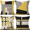Aoihrraan 41x41cm Confezione Da 4 Copricuscini Divano Giallo Nero Moderno Geometrico Modello Biancheria Quadrata Federe Per Cuscini Decorazione In Lino Letto Salotto Divano Giardino Sedia Sdraio