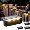 Solpex Lampade solari per esterni, 4 pezzi, luce bianca calda, luci solari impermeabili, illuminazione a LED per scale esterne, decorazione (nero)
