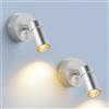 ERWEY 2 pezzi LED lampada da parete per interni, leggere lampada da parete 3W bianco 3000K luce da letto rotante con interruttore per camera da letto bagno corridoio, argento