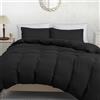Pamposh Set copripiumino Microfibra prelavata per maggiore morbidezza e comfort. Copripiumino leggero e di alta qualità, adatto a tutte le stagioni. (Nero, Super King (260 x 220 cm))