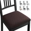 Eozakavod Coprisedie per Sedia 4 Pezzi Coprisedia Elasticizzato Coprisedia Senza Schienale Jacquard Coprisedia Coprisedili da Pranzo Antimacchia per Cucina,Cerimonia Banchetto,Nozze Decor(Marrone scuro,4 Pcs)-B