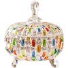 Hperu Barattolo di caramelle, piatto di caramelle da 24 once/685 ml con coperchio, ciotola di caramelle in vetro colorato con 3 piedi di supporto, barattolo di caramelle per scrivania d'ufficio, caramell