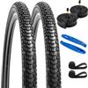 YunSCM 2PCS Pieghevole 28 Pollici pneumatici 28x1.75 700x45C ETRTO 47-622 Plus 2PCS 700C Camera d'aria AV48mm Valve compatibile 700x45C copertoni e Camera d'aria