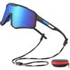 DUKZURA Occhiali da Sole Sportivi Polarizzati, Occhiali da Ciclismo Uomo e Donna per Ciclismo,Guida,Sci,Alpinismo, Pesca e Corsa con Protezione UV400 e Telaio Infrangibile TR90 (nera, blu)