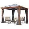 TOOLPORT Gazebo da giardino 3x3 m look quercia, tetto ca. 8mm policarbonato, 4 teli laterali color grigio