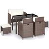 vidaXL Set Mobili da Giardino con Cuscini 6 pz Polyrattan Marrone Tavolo Sedie