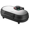 Unold 48165 - Maker doppio per pancake americano, nero, in acciaio inox, con rivestimento antiaderente, 1000 Watt