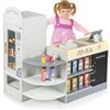 HOMASIS Supermercato Giocattolo per Bambini, Registratore Cassa Bambini in Legno, Cassa Giocattolo per Bambini con Distributore Automatico, per Bambini dai 3 agli 8 Anni (Grigio)