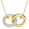 Swarovski Pendente Dextera, Anello concatenato, Bianco, Placcato color oro