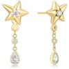 ANIA HAIE Melodic Poet Sparkling Star Drop, orecchini da donna in argento Sterling placcato oro 14 carati, con stella e ciondolo a goccia con zirconi, lunghezza 26 mm, confezione da